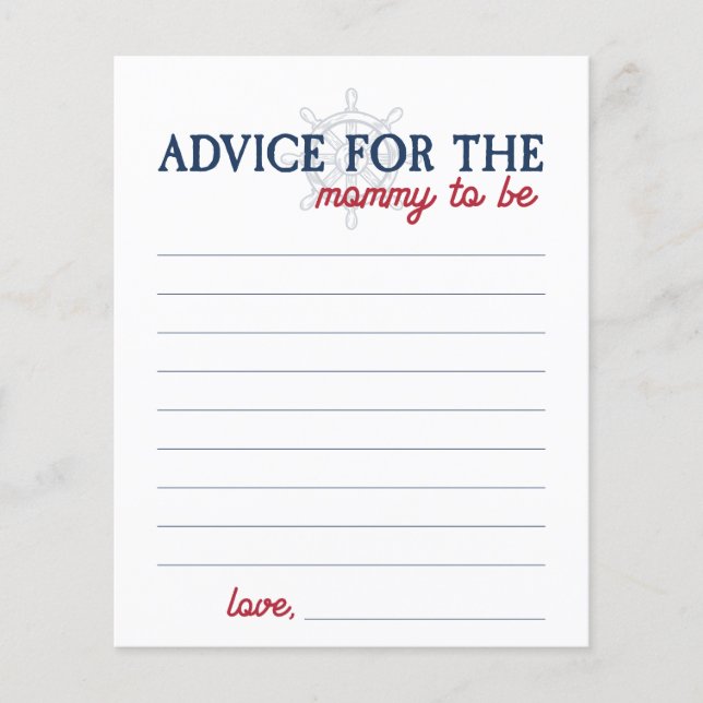 Ahoy It's a Boy Nautical Shower Advice for New Mum (Front)