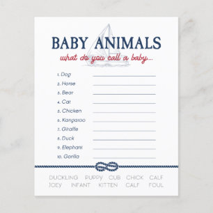 Ahoy It's a Boy Nautical Shower Baby Animals Game