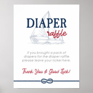 Ahoy It's a Boy Nautical Shower Diaper Raffle Sign