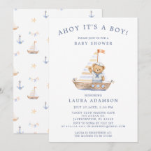 Ahoy It's a Boy Nautical Teddy Bear Baby Shower