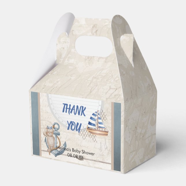 Ahoy its a boy nautical theme baby shower favour box (Front Side)