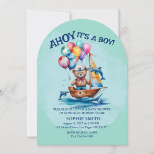 Ahoy Its A Boy Nautical Theme Baby Shower Invitation