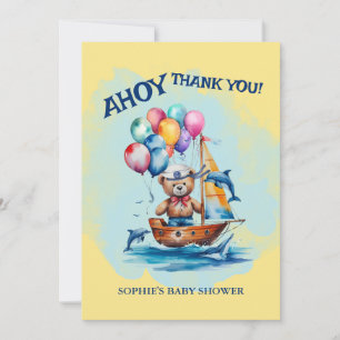 Ahoy Its A Boy Nautical Theme Baby Shower Thank You Card