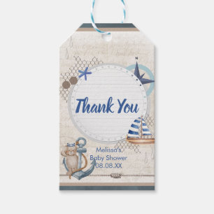 Ahoy it's a boy nautical theme gift tags