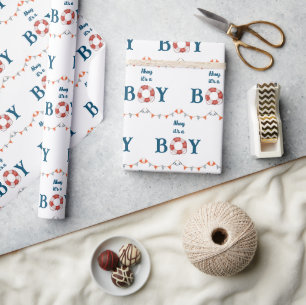 Ahoy It's a Boy Nautical Wrapping Paper