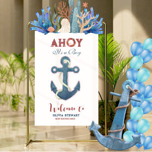 Ahoy its a Boy Nauticcal Boy Baby Shower Welcome Acrylic Sign