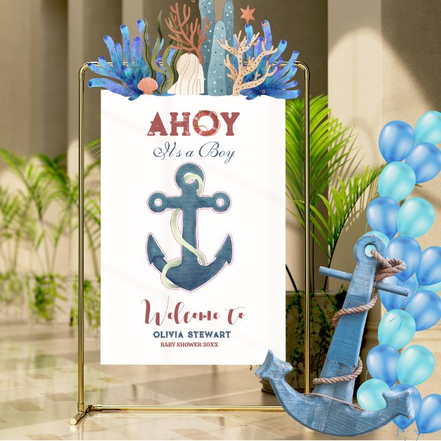 Ahoy its a Boy Nauticcal Boy Baby Shower Welcome Acrylic Sign (Creator Uploaded)