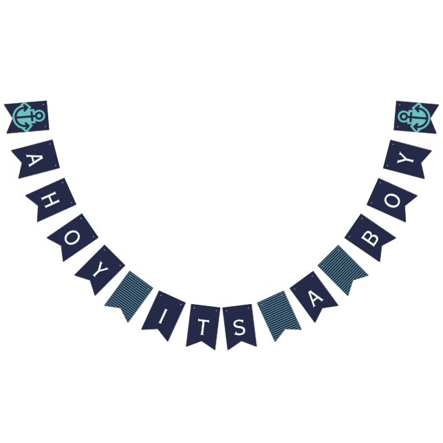 Ahoy Its A Boy  Navy Nautical Bunting Bunting (All)