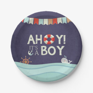Ahoy It's A Boy Paper Plates Shower Ocean Nautical