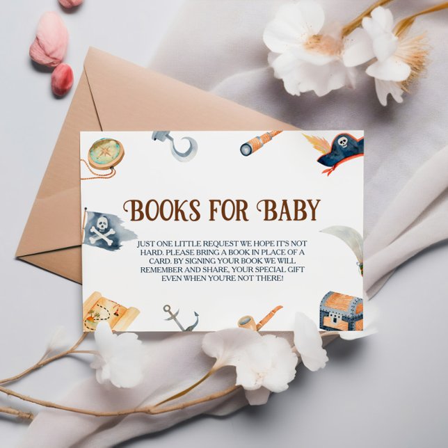 Ahoy It's A Boy Pirate Baby Shower Books For Baby Enclosure Card (Creator Uploaded)