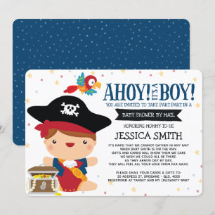 Ahoy It's A Boy Pirate Baby Shower by Mail Invitation