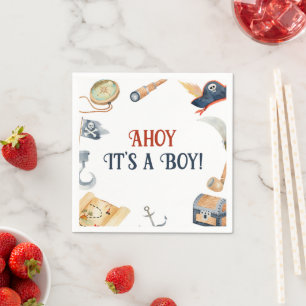 Ahoy It's A Boy Pirate Baby Shower Napkin
