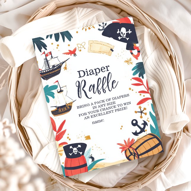 Ahoy Its a boy Pirate Ship Nautical Diapper Raffle Enclosure Card (Creator Uploaded)