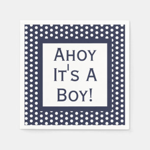 Ahoy Its A Boy Polka Dot Napkin