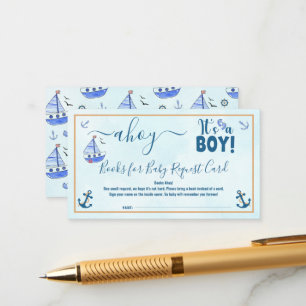 Ahoy it's a Boy Sailboat Nautical Baby Shower  Enclosure Card