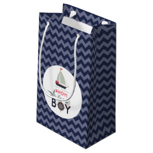 Ahoy! It's A Boy Sailboat Nautical Baby Shower Small Gift Bag