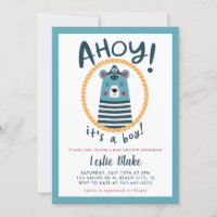 Ahoy It's A Boy Sailor Bear Baby Shower
