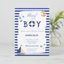 Ahoy It's A Boy! Sailor Marine Blue Baby Shower