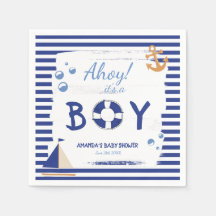 Ahoy It's A Boy! Sailor Marine Blue Baby Shower