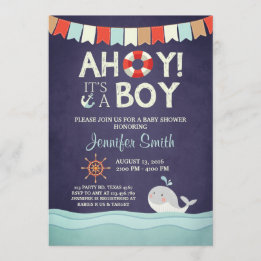 Ahoy It's A Boy Shower Invitation Ocean Nautical