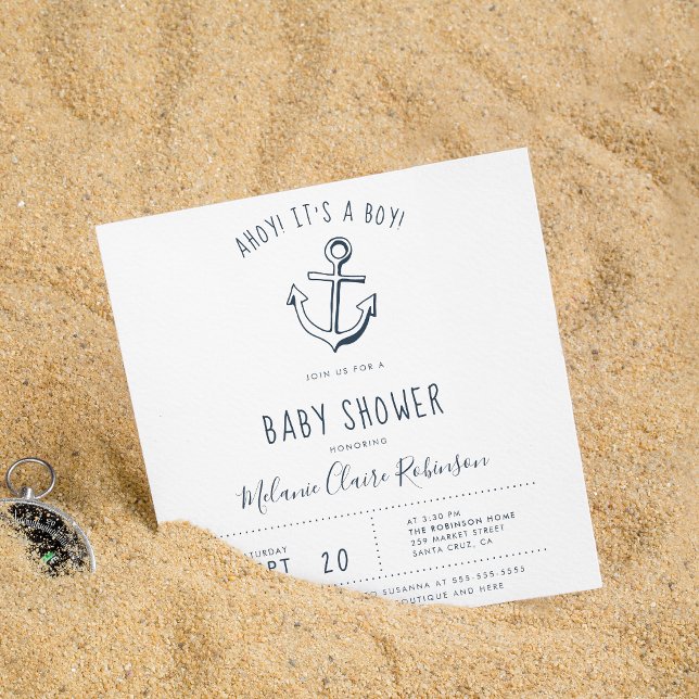 Ahoy! It's a Boy! Square Baby Shower Invitations (Creator Uploaded)