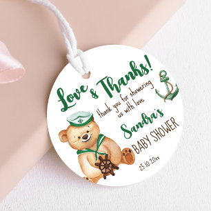 Ahoy its a boy teddy bear baby shower thank you favour tags