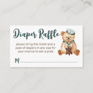 Ahoy it's a boy teddy bear diaper raffle enclosure card