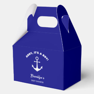 Ahoy Its A Boy Trendy Baby Shower Navy Blue White Favour Box