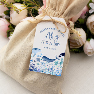 Ahoy It's a Boy Under Sea Baby Shower Thank you Gift Tags