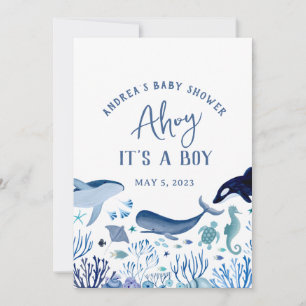 Ahoy It's a Boy Under Sea Baby Shower Thank you Invitation