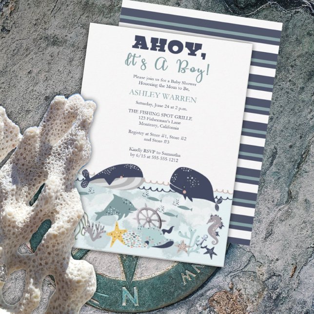 Ahoy It's A Boy Under the Sea Baby Shower Invitati Invitation (Creator Uploaded)