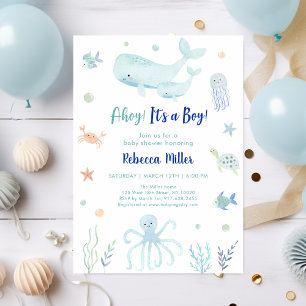 Ahoy It's A Boy Under the Sea Baby Shower Invitation