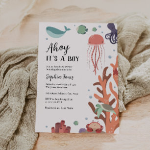  Ahoy It's a Boy Under the Sea Baby Shower Invitation