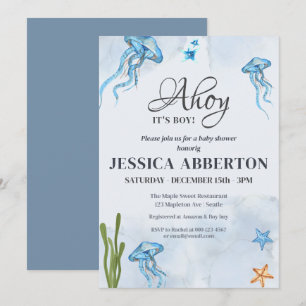 Ahoy It's a Boy under the sea Baby Shower Invitation