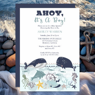 Ahoy It's A Boy Under the Sea Baby Sprinkle Shower Invitation