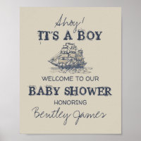 Ahoy! Its a boy vintage nautical baby shower Invit