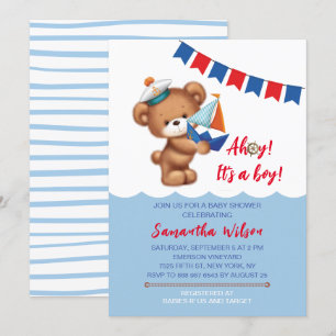Ahoy! It's a Boy Watercolor Nautical Baby Shower Invitation