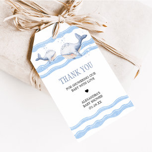 Ahoy It's a Boy Whale Baby Shower Favor Tags