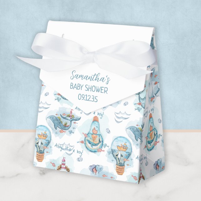 Ahoy It's A Boy Whale Baby Shower Personalised Favour Box (Ahoy It's A Boy Whale Baby Shower Personalized Favor Boxes
)