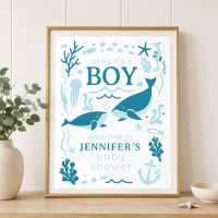 Ahoy It's a Boy Whale Nautical Baby Shower