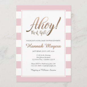 Ahoy! It's A Girl Nautical Baby Shower Invitation