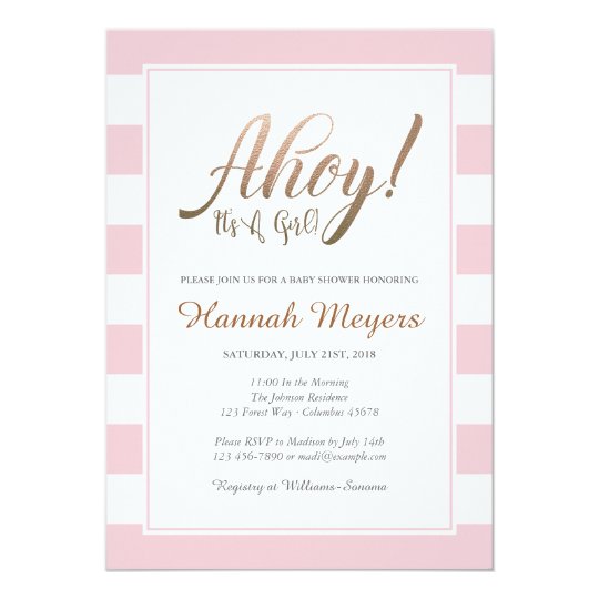 Ahoy! It's A Girl Nautical Baby Shower Invitation