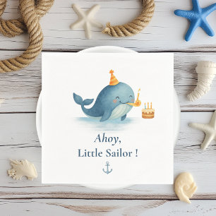 Ahoy Little Sailor Birthday Napkin   Whale Party
