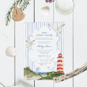 Ahoy Little Sailor Nautical Baby Shower Invitation