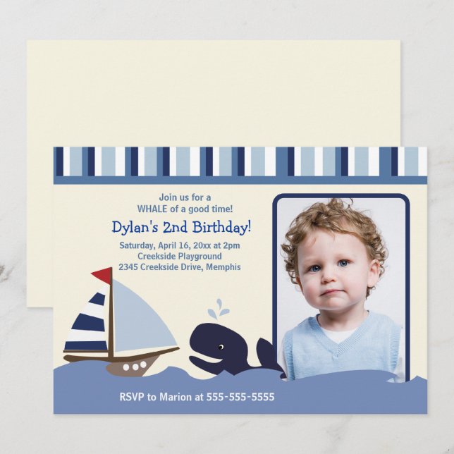 Ahoy Mate 5x7 Birthday Photo Invitation (Front/Back)