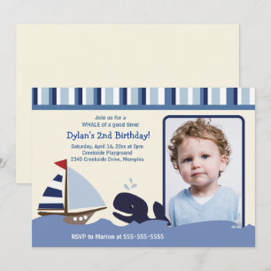 Ahoy Mate 5x7 Birthday Photo Invitation