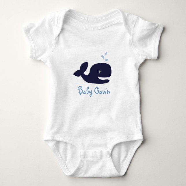 AHOY MATE BLUE WHALE Baby Creeper (Front)