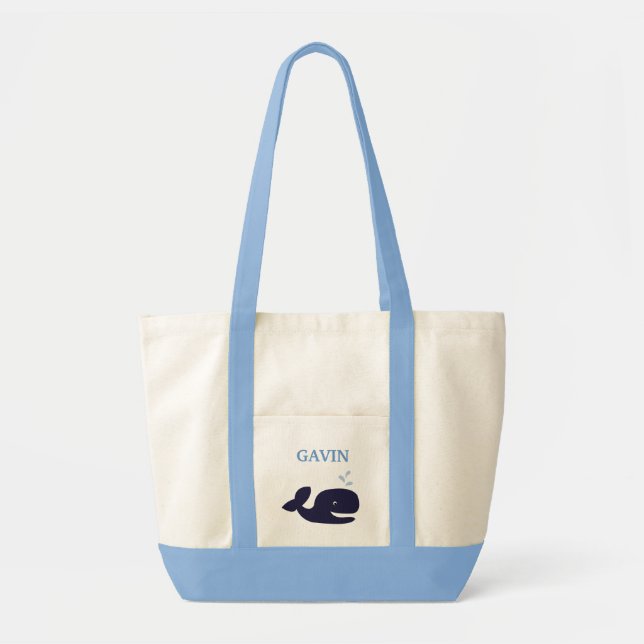 AHOY MATE Blue Whale Diaper Bag Personalised (Front)