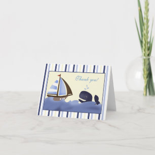 Ahoy Mate Blue Whale Folded Thank you note Card