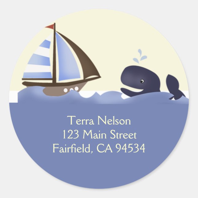 Ahoy Mate Blue Whale Return Address Stickers (Front)